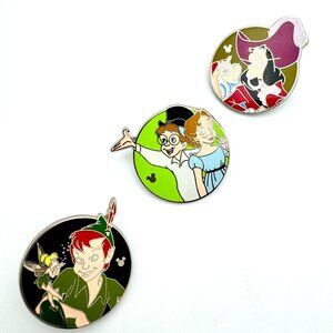 Hidden Mickey Disney Pin Set Of 3 Peter Pan Captain Hook Smee Wendy Tinkerbell